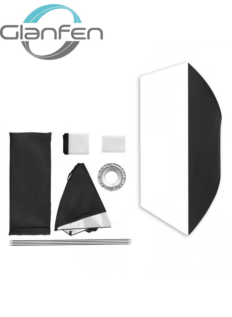 Glanfen Rectangular Softbox,70x100cm Quick-Setup Softbox Bowens Mount with Light Diffusers,Carrying Bag Compatible with Most Bowens Mount COB Video Light for Portrait Product Photography - Image 1