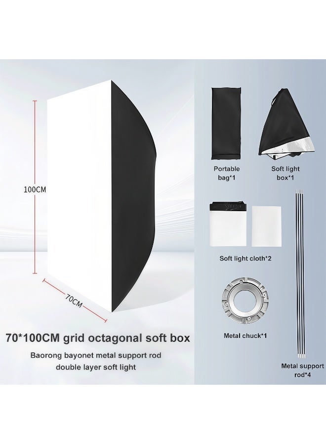 Glanfen Rectangular Softbox,70x100cm Quick-Setup Softbox Bowens Mount with Light Diffusers,Carrying Bag Compatible with Most Bowens Mount COB Video Light for Portrait Product Photography - Image 2