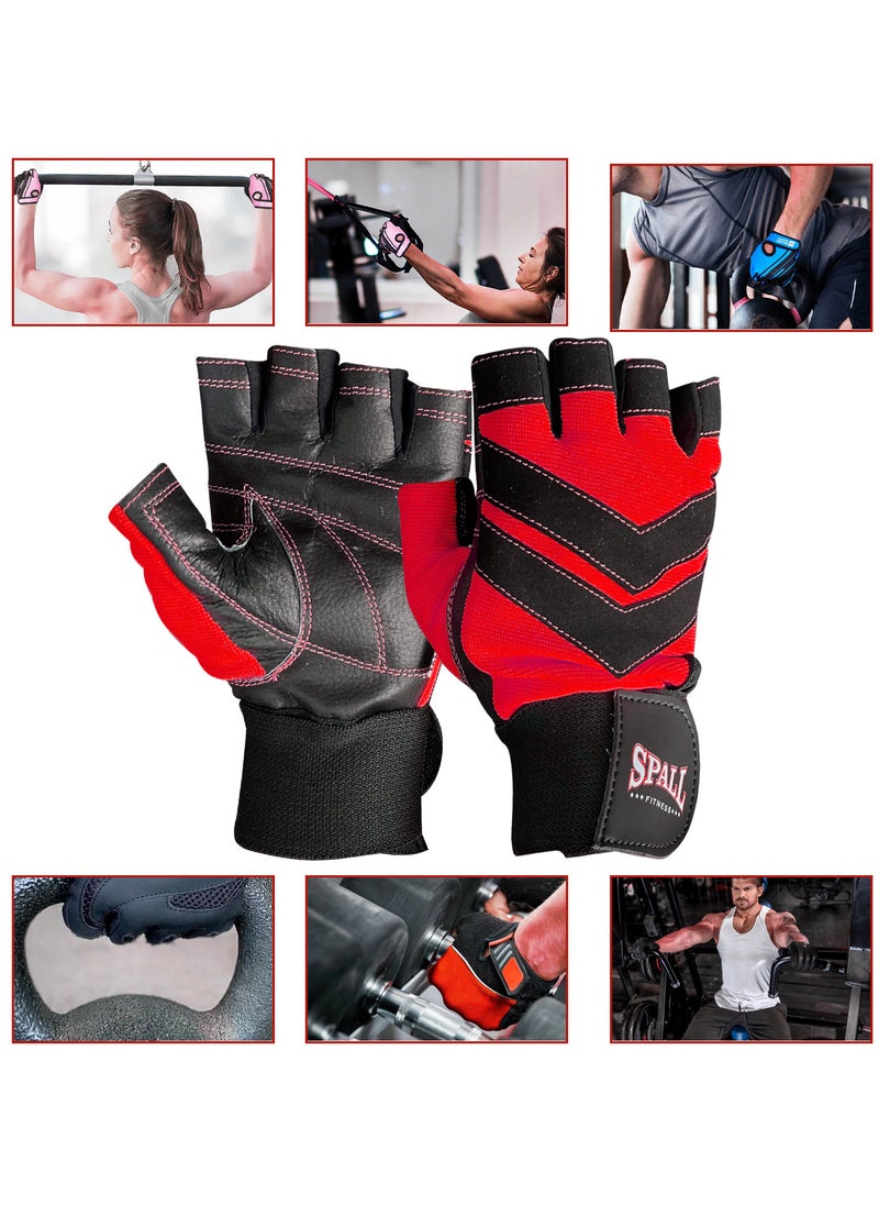 Spall - Weight Lifting Leather Gloves Short Strap Power Lifting Gloves Strong Grip Palm Exercise Fitness Strengthen Gloves Home Gym - Image 1
