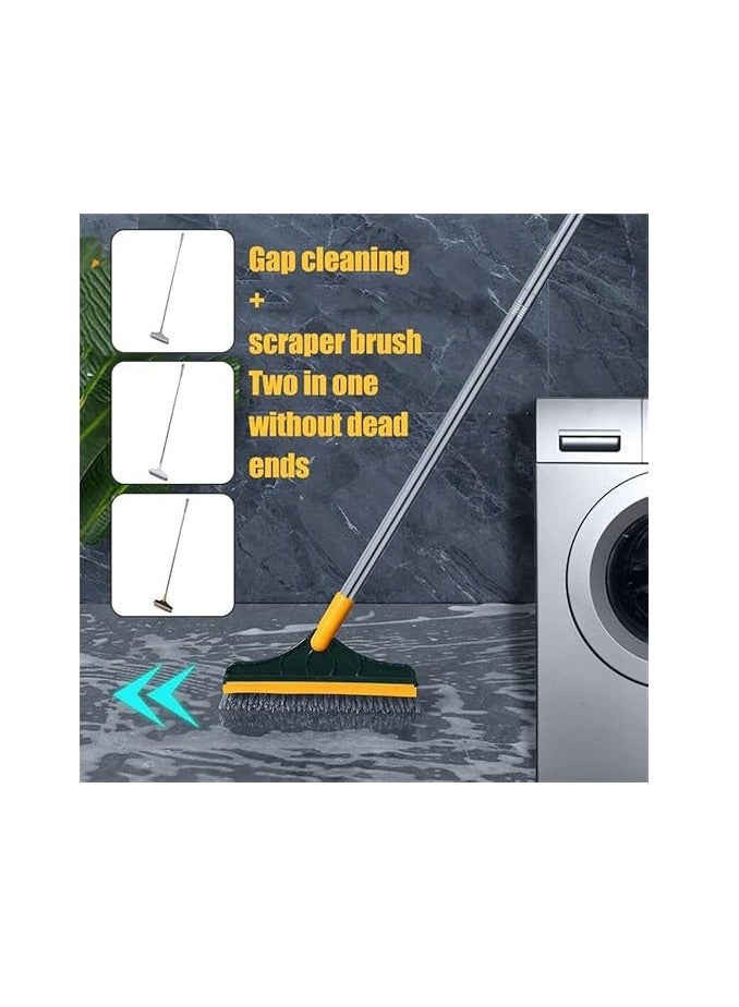 2 in 1 Cleaning Scrub Brush With Wiper,Floor Scrape V-Shape Squeegee for Tub and Tile,Triangular Rotating Long Adjustable Handle for Bathroom,Patio,Kitchen,Garage,Kitchen,Wall and Deck - Image 4