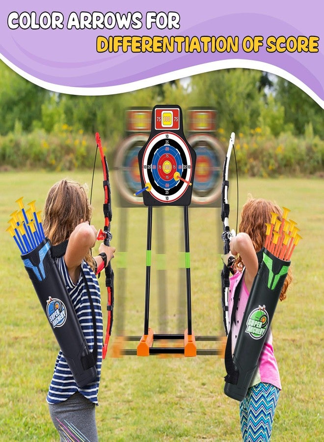 MOEAWS 2 Pack Bow and Arrow Set with Moving Standing Target& 2 Colors 20 Suction Cup Arrows, Light Up Archery Toys for Kids age 4-12 Years Old Boys Girls Indoor and Outdoor, Birthday Gifts Christmas ideas - Image 2