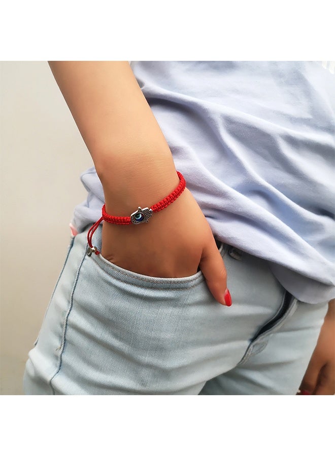 2Pcs Evil Eye Bracelets for Women, Adjustable Red String, 7 Knots Braided Lucky Thread, Hamsa Hand Amulet Bracelets for Men Women Jewelry Gifts - Image 2
