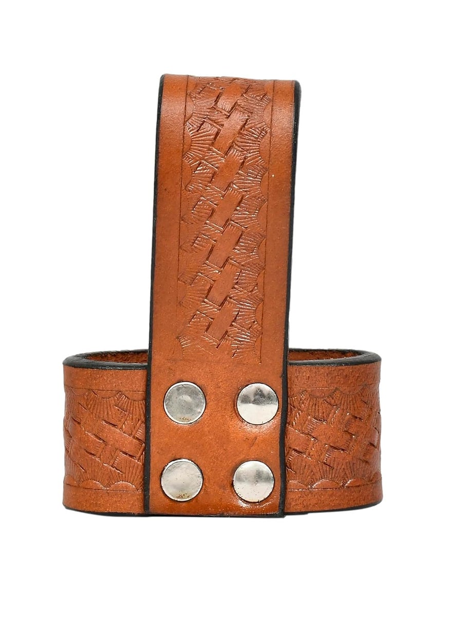 Full Grain Genuine Leather Hand Tooled Basket Weave Axe Holder  - Image 4