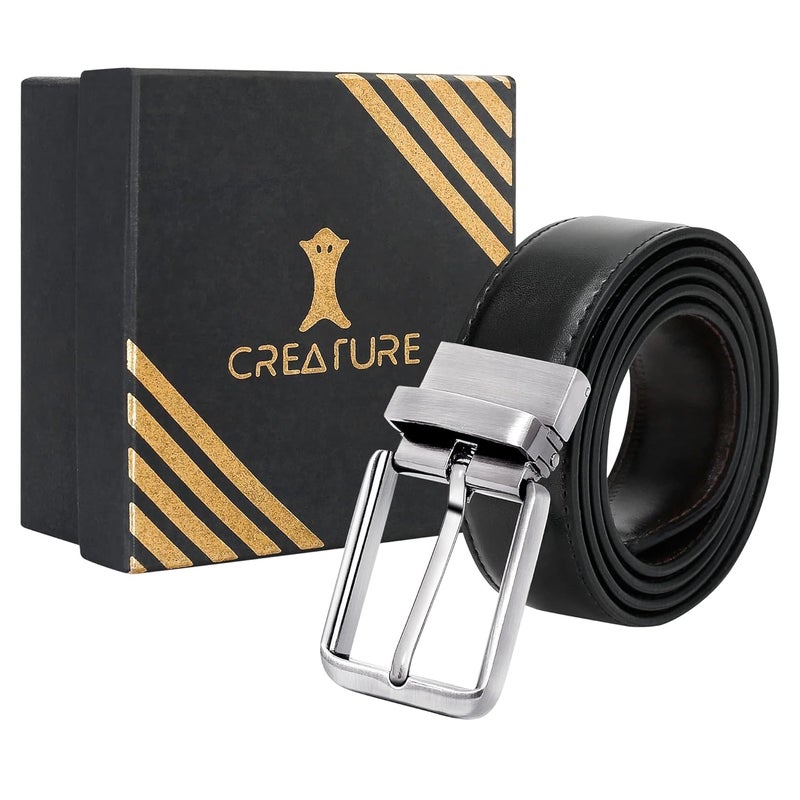 CREATURE Men's Reversible Shiny Pu-Leather Formal Belts(Color-Black/Brown||BL-014) - Image 3