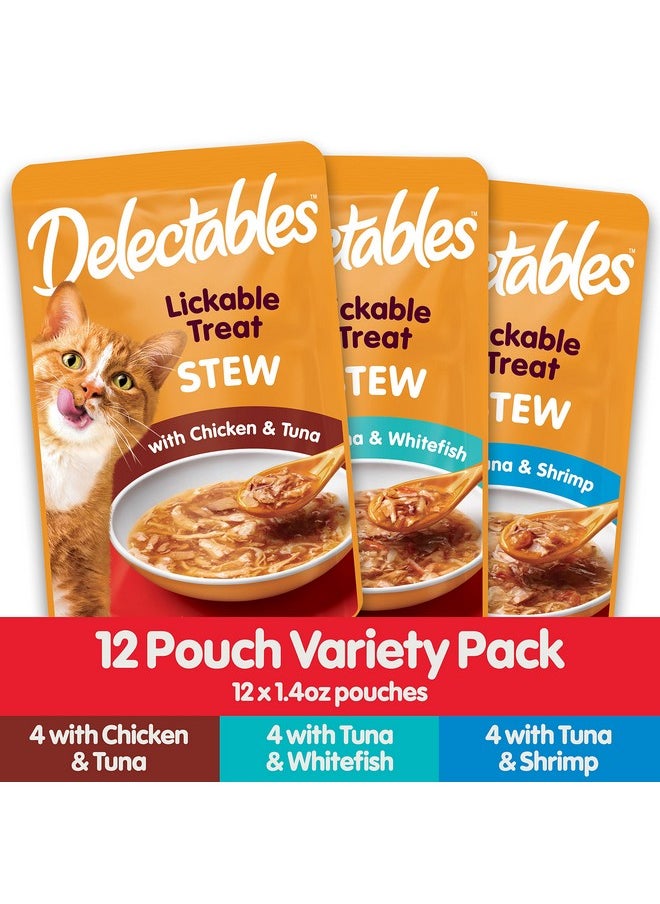هارتز مكافآت القطط الرطبة القابلة لللعق من Delectables Stew للقطط البالغة وكبار السن، عبوة متنوعة، 1.4 أونصة (عبوة من 12 قطعة)  - Image 3