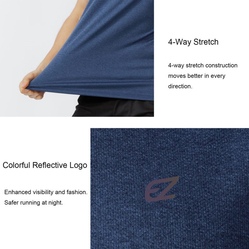 EZRUN قمصان بدون أكمام للرجال EZRUN سريعة الجفاف للتمارين الرياضية والسباحة والشاطئ باللون الأزرق - Image 5