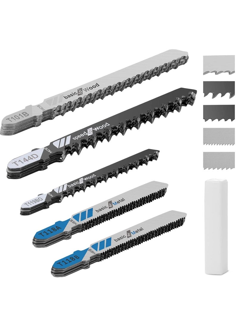 20 Piece T Shank Jigsaw Blades Tool Assortment of Professional T-Handle Jig Saw Blade Kits Multi-Purpose Jig Saw Blades Replacement Set for Wood Pruning Plastic and Metal Cutting - Image 1
