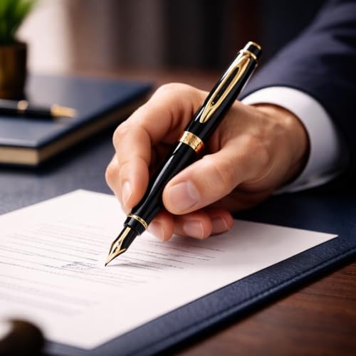 Waterman Expert Gold Trim Fountain Pen, Medium Nib (Black) - Image 2