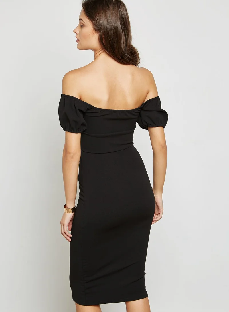 Ginger Plunge Sweetheart Bardot Dress