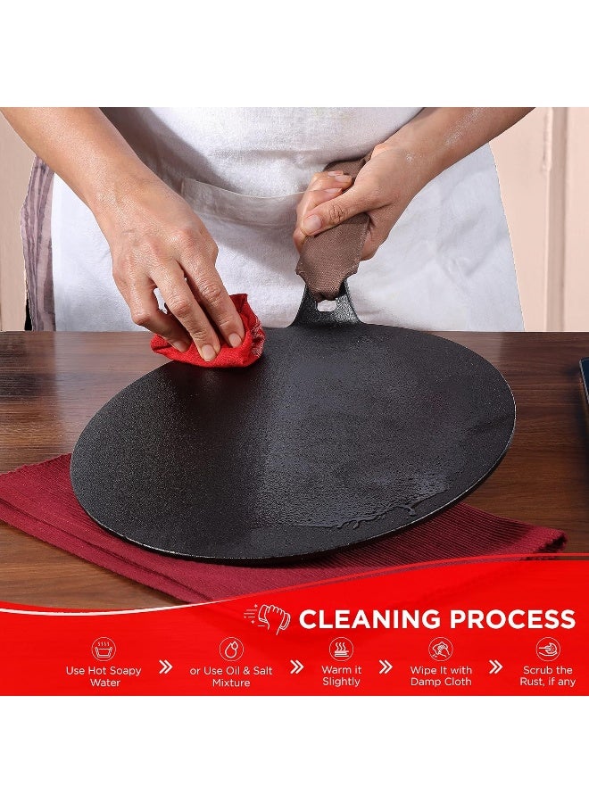 Vinod Legacy Pre-Seasoned Cast Iron Flat Multi Tawa, 30 cm, Induction Friendly, Black - Image 5