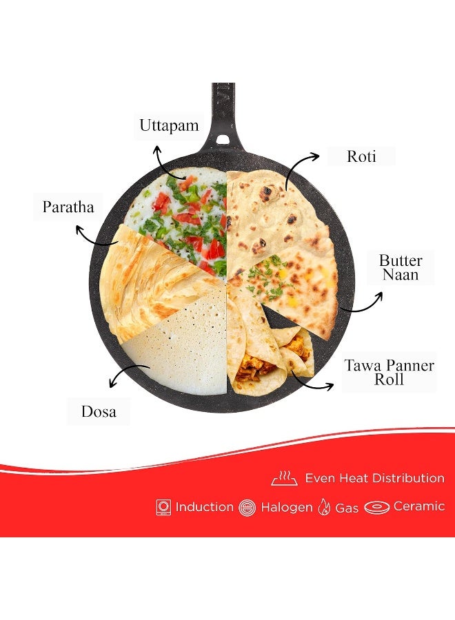 Vinod Legacy Pre-Seasoned Cast Iron Flat Multi Tawa, 30 cm, Induction Friendly, Black - Image 4