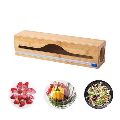 HOKIPO Bamboo Wrap Dispenser – 1 Slot | Foil Paper Cutter for Cling Film, Aluminum Foil & Butter Paper | Wall Mount/Drawer Use (NEW-AR-5785) - Image 1