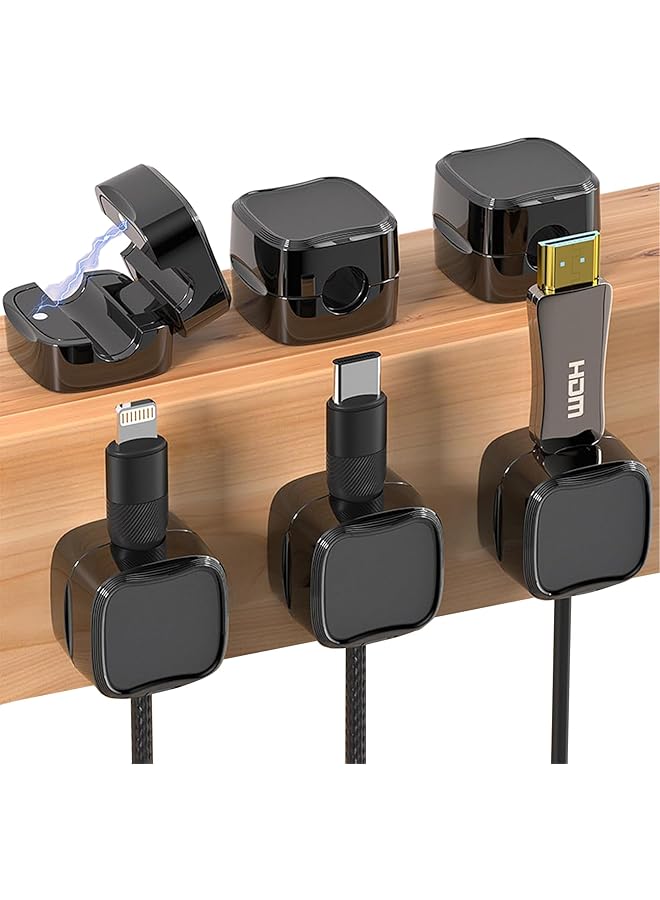 Green Tiger Magnetic Cable Clips 6 Pcs, Φ6.8mm Phone Charger Magnetic Cord Organizer Holder for Nightstand Self-Adhesive Wire Cord Organizer Cable Management Under Car Organizatio - Image 1