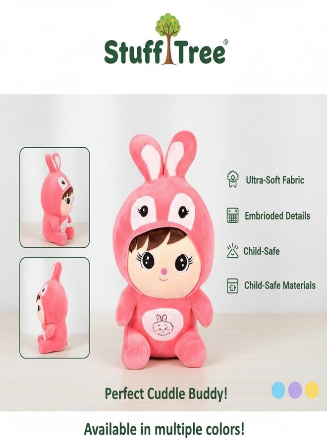 Stuff Tree Cute Pink Binki Bunny Plush Doll, Soft Stuffed Animal Toy with Rabbit Toy Gift, 25 cm - Image 2