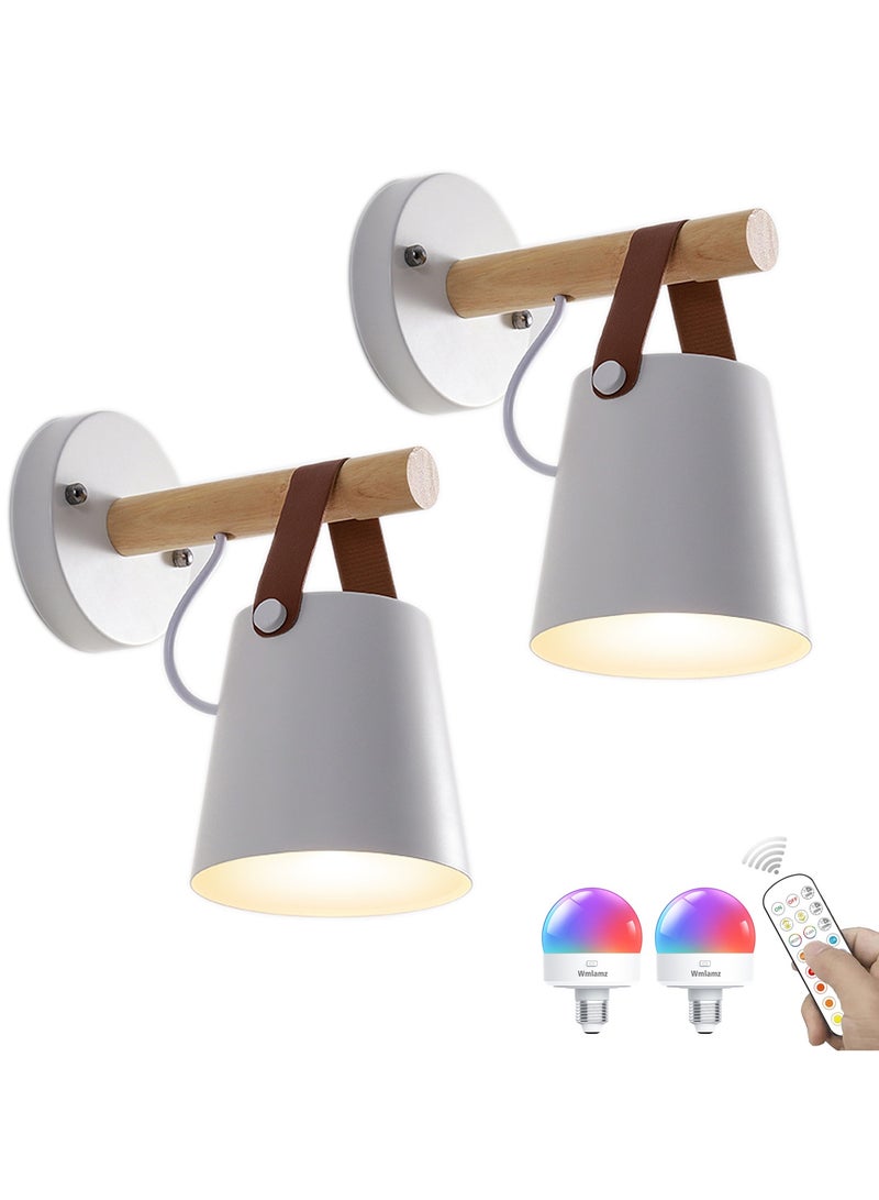 Wmlamz 2pcs Battery Operated Black Wall Lights With Remote, Non Hardwired Study Porch Stair Bedroom Lamps - Image 1