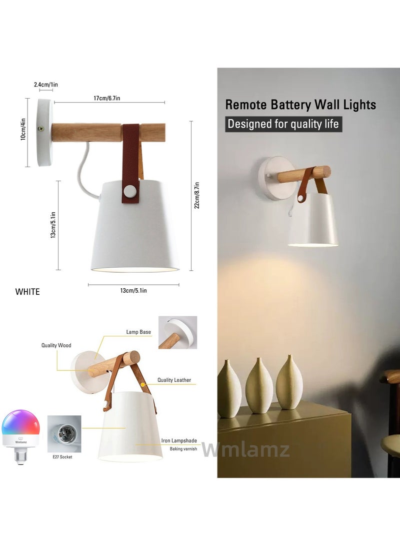 Wmlamz 2pcs Battery Operated Black Wall Lights With Remote, Non Hardwired Study Porch Stair Bedroom Lamps - Image 5