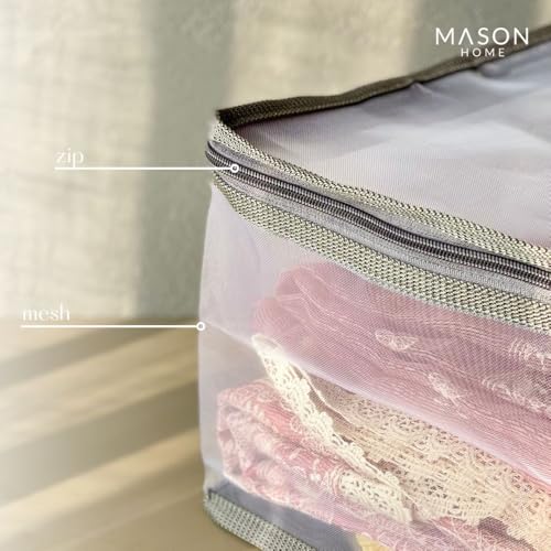 MASON HOME Net/Mesh Lehenga Storage Bag Small - 1pc - L x B x H - 18" x 13" x 9" | Clothes Storage Bag - Wardrobe Organizer with Transparent Window And Zip | Lehengas - Sarees - Delicate Garments - Image 4