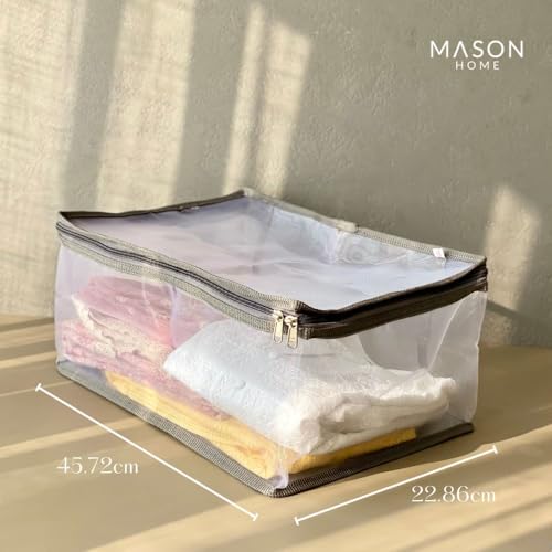 MASON HOME Net/Mesh Lehenga Storage Bag Small - 1pc - L x B x H - 18" x 13" x 9" | Clothes Storage Bag - Wardrobe Organizer with Transparent Window And Zip | Lehengas - Sarees - Delicate Garments - Image 5