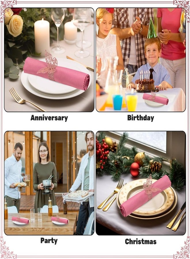 NPKRRSK 100pcs Napkin Rings 3D Butterfly Shape Frosted Paper Napkin Holder for Birthday Dining Weddings Anniversary Restaurant Party Banquet Table Decor - Image 2