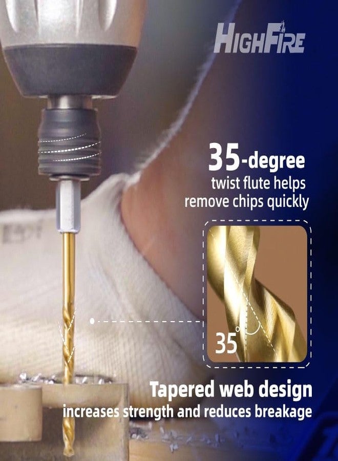 HIGHFIRE 3/16 Inch Twist Drill Bits, HSS Sharp Hex Shank Drill Bits, TiN Coated Drill Bits for Metal -Steel, Copper, Aluminum, Zinc Alloy, Quick Change Drill Bits (6 PCS Same Size in One Pack) - Image 4