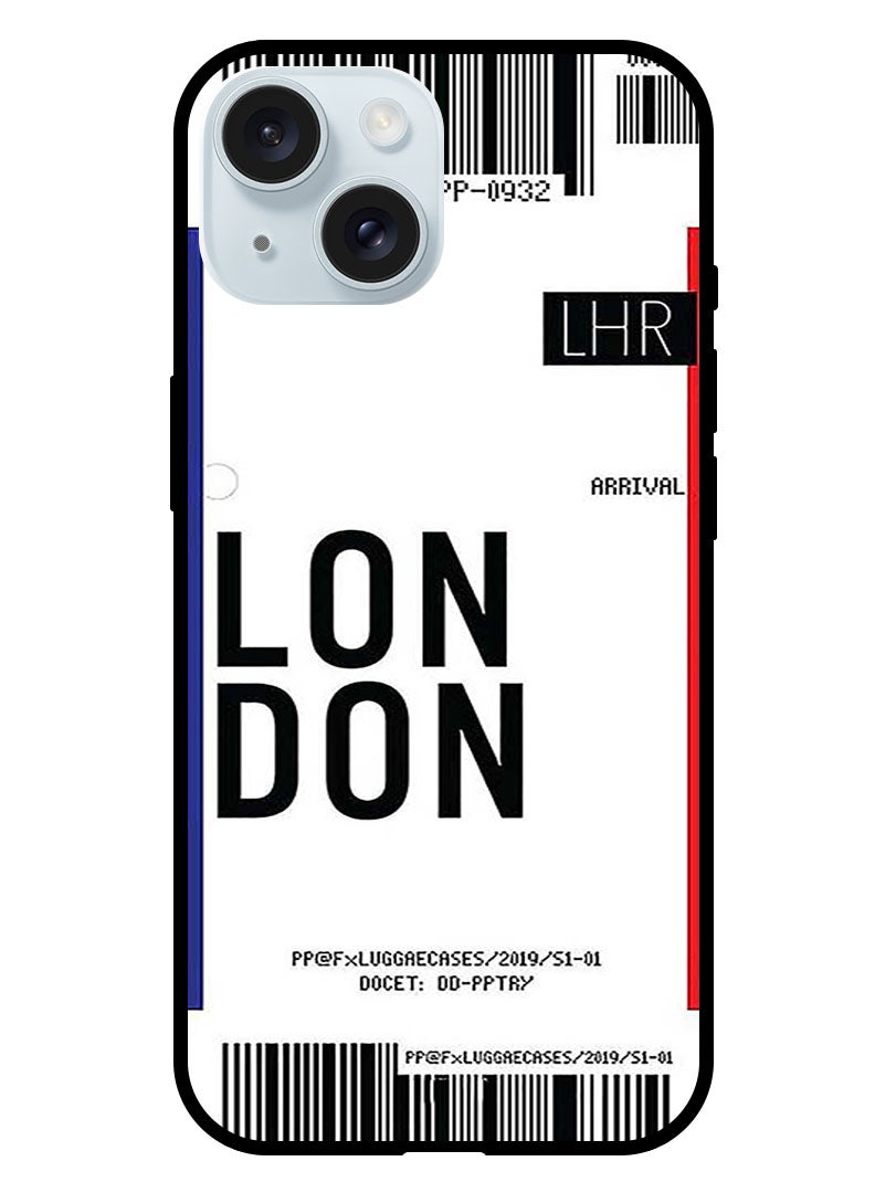 Theodor Protective Case Anti Scratch Shock Proof Bumper Cover For iPhone 15 London boarding pass - Image 1