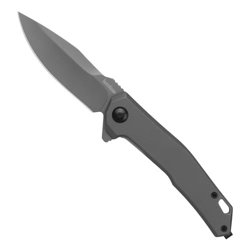 Kershaw Helitack Pocket Knife, Matte Gray Design, 3.26 Inch Stainless Steel Drop Point Blade, EDC with Assisted Opening, Contoured Steel Handle, Everyday Carry Pocket Knife for Men and Women - Image 2