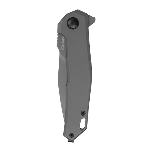 Kershaw Helitack Pocket Knife, Matte Gray Design, 3.26 Inch Stainless Steel Drop Point Blade, EDC with Assisted Opening, Contoured Steel Handle, Everyday Carry Pocket Knife for Men and Women - Image 4