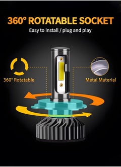 GROIC 2 Pack H4 LED Headlight Bulbs 360° Adjustable High and Low Beam Conversion Kit 8000K Bright White LED Super Bright Replacement Plug-N-Play  - Image 2