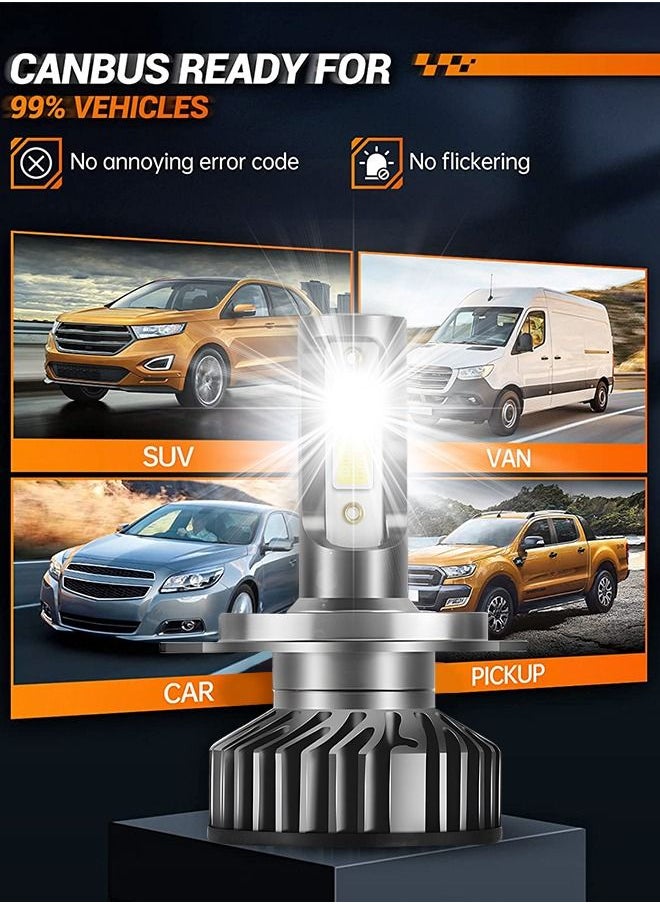 GROIC - 2 حزمة H4 LED المصابيح الأمامية 360 درجة قابل للتعديل عالية ومنخفضة شعاع تحويل عدة 8000K مشرق الأبيض LED سوبر مشرق استبدال التوصيل ن اللعب - Image 1