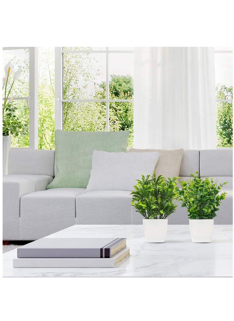 Generic 2pcs Artificial Mini Potted Plants Fake Plastic Eucalyptus Leaves for Office Desk Coffee Table Bathroom Bedroom Home Decorations  - Image 5