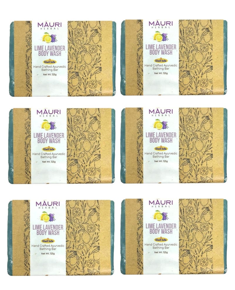 Khadi MAURI صابون ليمون لافندر الأعشاب خادي 125 جرام عبوة من 6 - Image 1