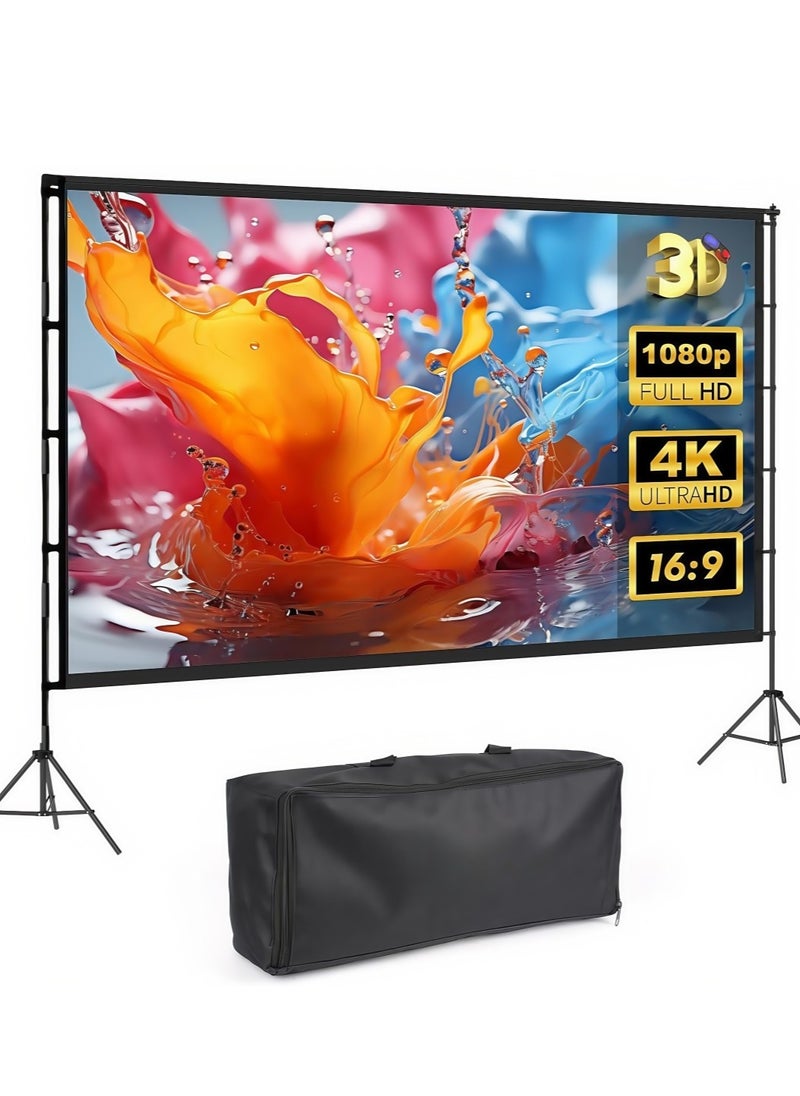 FlashHawk 120 inch 16:9 Outdoor and Indoor Portable Projector Screen with 2.6M High Tripod Stands  - Image 1
