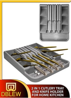 DBLEW Premium Cutlery Tray Knife Block Utensil Organizer For Spoons Forks Knives Holder Tableware Flatware Silverware Rest Rack Extra Storage Space for Kitchen Essentials Space Saving Tabletop or Drawer Use  - Image 1