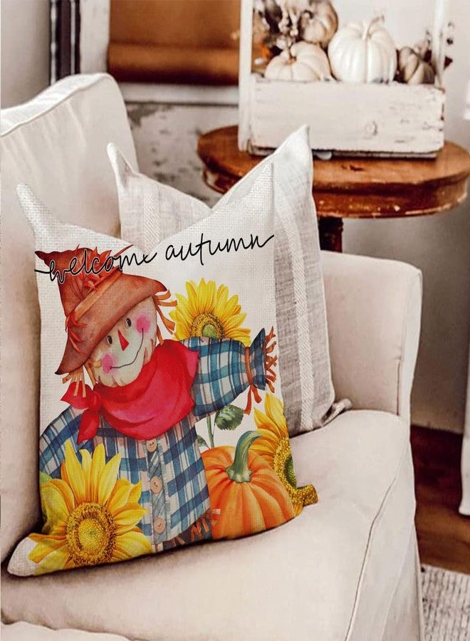 WOKANI Halloween Throw Pillow Covers 18x18 Set of 4 Fall Pumpkin Outdoor Farmhouse Thanksgiving Decorative Autumn Decor Cushion Cases Home Decorations for Couch Patio Furniture Bench Sofa Porch - Image 2