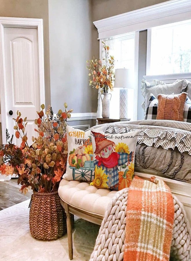 WOKANI Halloween Throw Pillow Covers 18x18 Set of 4 Fall Pumpkin Outdoor Farmhouse Thanksgiving Decorative Autumn Decor Cushion Cases Home Decorations for Couch Patio Furniture Bench Sofa Porch - Image 4