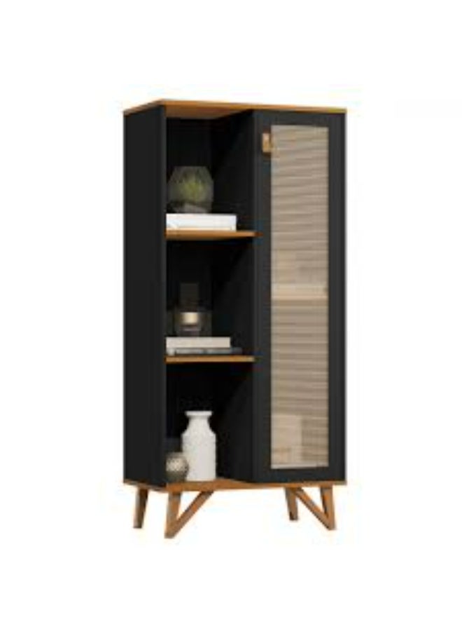 JB  MOVEIS Cabinet.with Shelves&Door.Black color140x36x66 cm  - Image 2