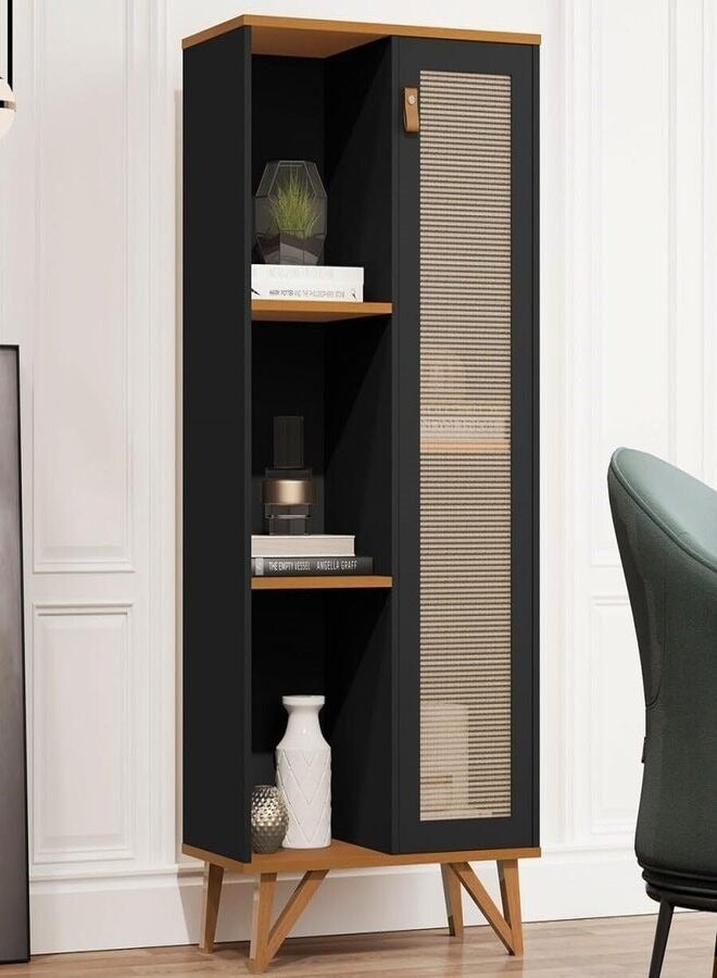 JB  MOVEIS Cabinet.with Shelves&Door.Black color140x36x66 cm  - Image 1