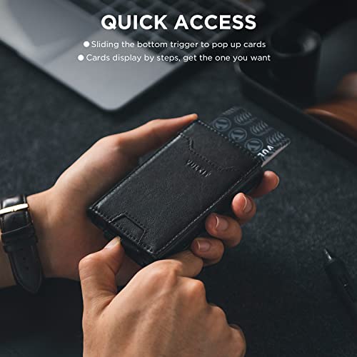 VULKIT Money Clip Wallet Pop Up Card Holder RFID Protection Mens Leather Wallet 2-IN-1 Business Card Holder For 7 Cards & 15 Bills - Image 3