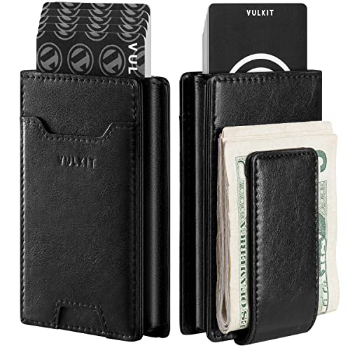 VULKIT Money Clip Wallet Pop Up Card Holder RFID Protection Mens Leather Wallet 2-IN-1 Business Card Holder For 7 Cards & 15 Bills - Image 1