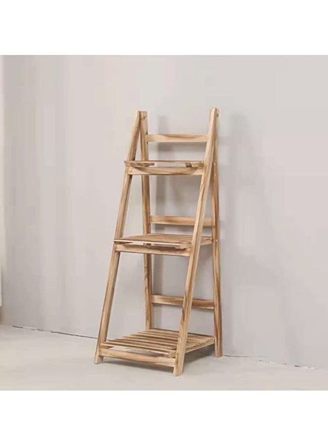 HOME TASTE Hometaste Versatile Wood Ladder Shelf 3-Tier Plant Stand And Multipurpose Display For Home And Office - Perfect For Living Rooms, Offices, And Even Bathrooms! (Natural)  - Image 4