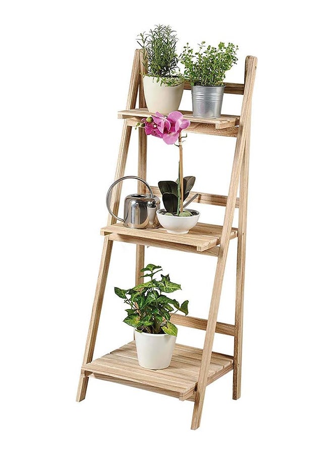 HOME TASTE Hometaste Versatile Wood Ladder Shelf 3-Tier Plant Stand And Multipurpose Display For Home And Office - Perfect For Living Rooms, Offices, And Even Bathrooms! (Natural)  - Image 1