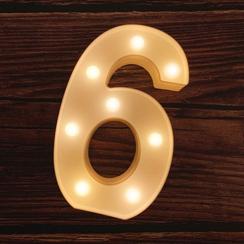 MUMUXI Marquee Light Up Letters Large Light Up Numbers Battery Powered and Bright with Every Letter of The Alphabet for Wedding Birthday Party Celebration Christmas or Home Decoration 6