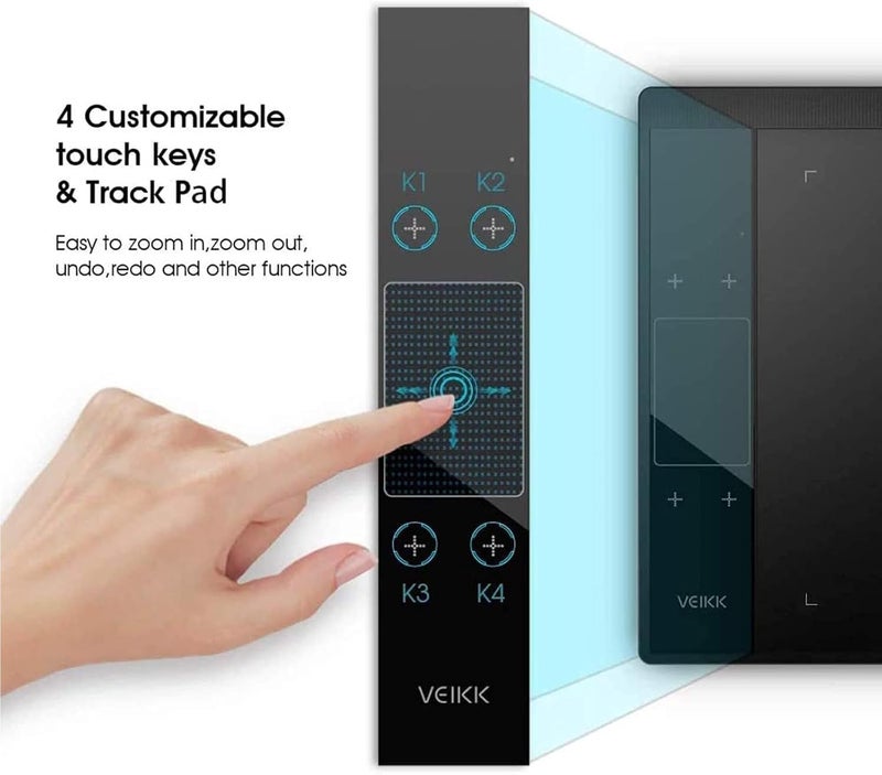 Veikk لوحة رسم A30 V2 10x6 بوصة مع حساسية ضغط 8192 قلم بدون بطارية ولوحة لمس، 4 مفاتيح سريعة لوح رسم للكمبيوتر، يدعم ماك ويندوز أندرويد لينوكس - Image 2