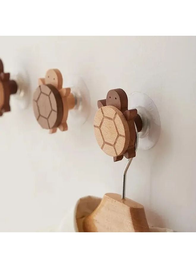 Black Shell Turtle Wall Hook Coat Rack Natural Wood Wall Mounted Entryway Storage - Image 5