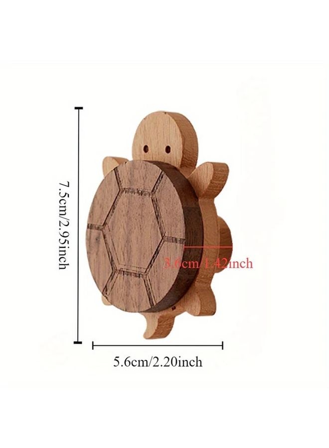 Black Shell Turtle Wall Hook Coat Rack Natural Wood Wall Mounted Entryway Storage - Image 4
