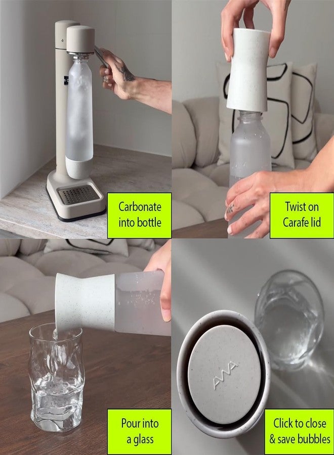 Awa Sparkling Water Carafe - Compatible With Most Carbonator Brands - Easy-Pour Lid, Elegant Tabletop Bottle - 1L Capacity, Eco-Friendly Design - Image 3