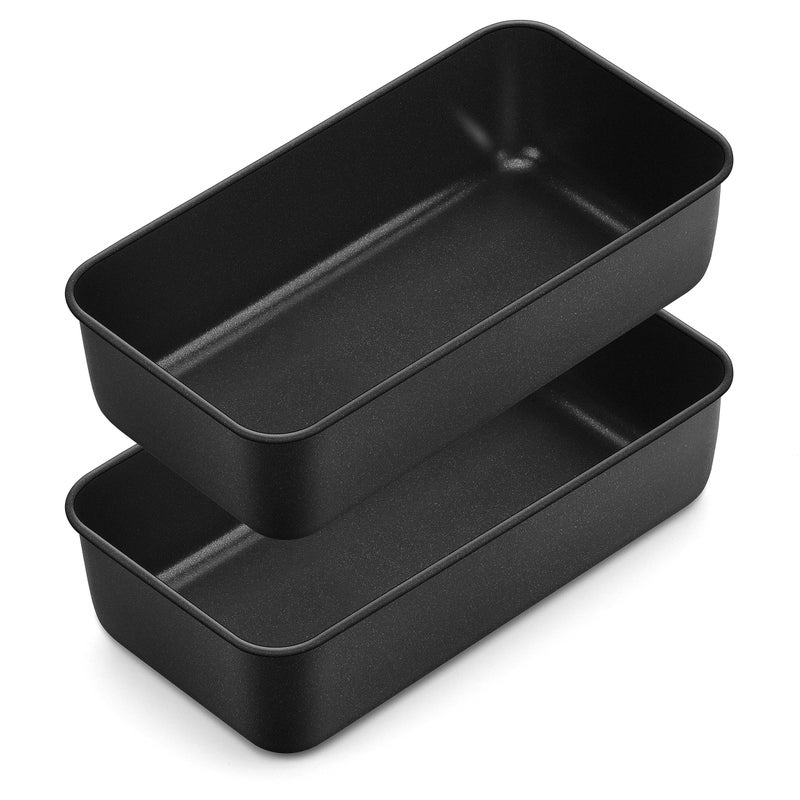 Herogo NonStick Loaf Pan Set of 2 Stainless Steel Rectangle Bread Loaf Pans for Homemade Bread 9 x 5 Inch Black Meatloaf Bakeware for Baking Lasagna Brownie Oven Safe