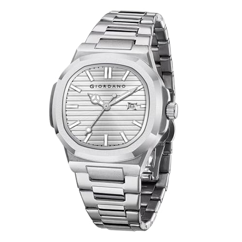 Giordano Analog Watch for Men – Textured Dial, Stainless Steel Strap, Date Display, Quartz Movement, Water Resistant - Image 1