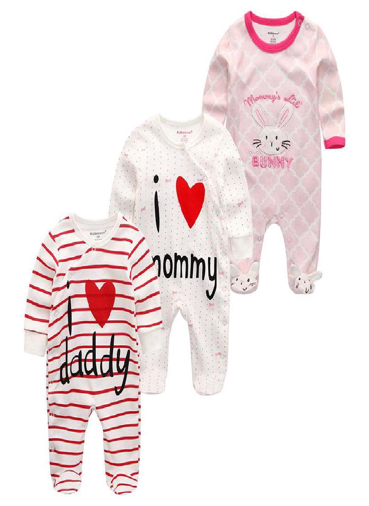 Eckek 3Pcs Baby Boys Clothes Rompers Newborn Girls Clothes Full Sleeve Cotton Infant Toddler Clothing Roupas De Bebe  - Image 1
