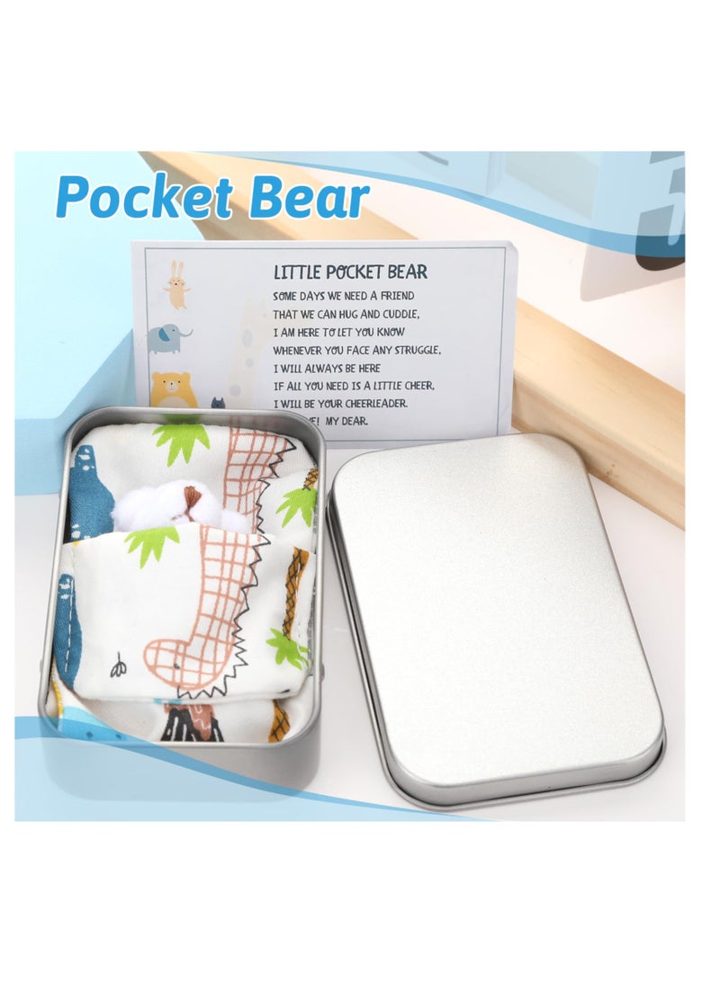 Excefore A Little Pocket Bear in a Tin Box, Hug Teddy Bear, Mini Animal Pocket Hug Bear, Fuzzy Mini Teddy Bears, for Valentines, Graduation, Birthday, Wedding (White) - Image 2